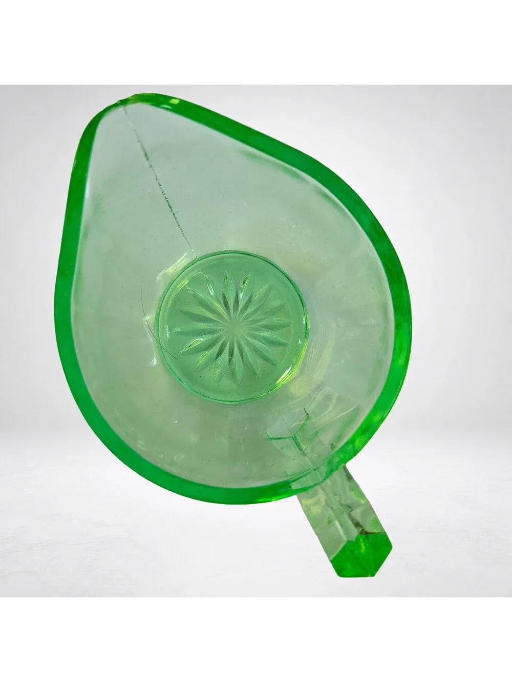Vaseline Uranium Glass Creamer Art Deco Bartlett Collins Glows